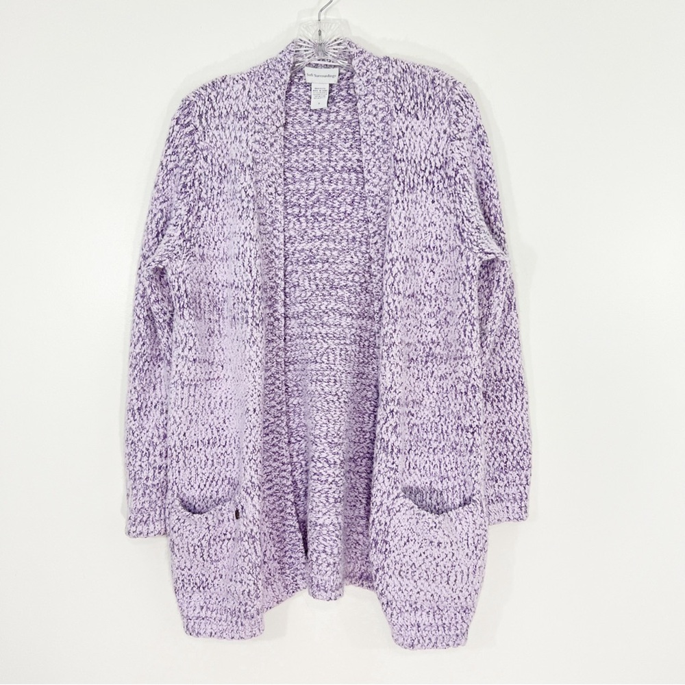 Soft Surroundings Purple Lilac Eyelash Knit Cardigan Size Small